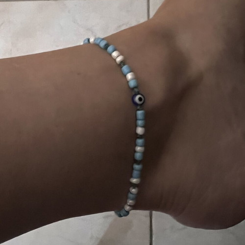 Adjustable anklet 20cm like new, blue and turquoise