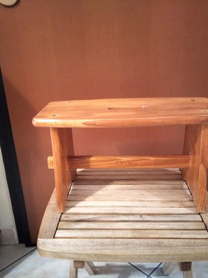 Wooden kitchen stool used, brown Ordex