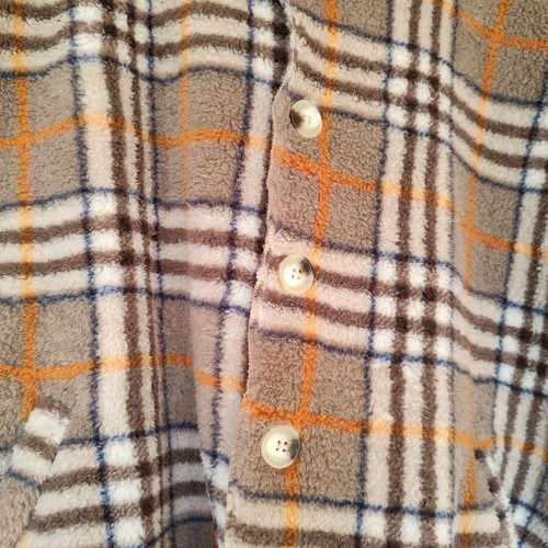 Checked coat jacket new, one size, with hood and pockets