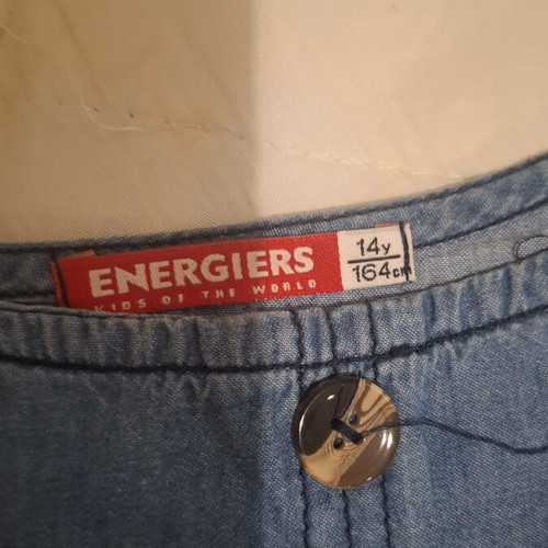 Energiers girls summer set like new, blue denim shorts and top