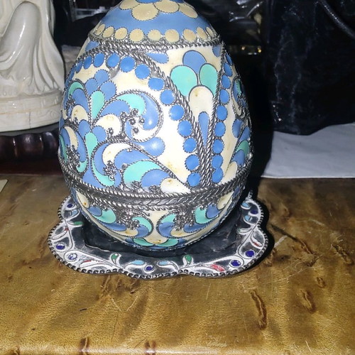 Silver eggs of Tsarist Russia used with enamel and bases
