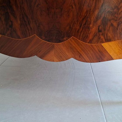 Italian walnut and rosewood bed Louis XV style used, marquetry and bronze details