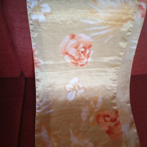 Scarf with floral design, 100% polyester, gold color from Italy