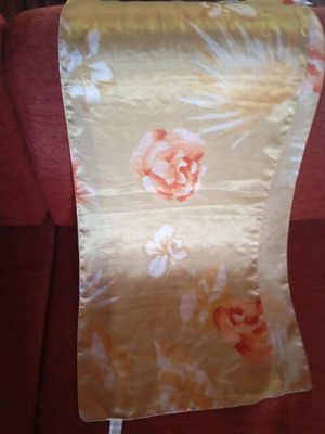 Scarf with floral design, 100% polyester, gold color from Italy