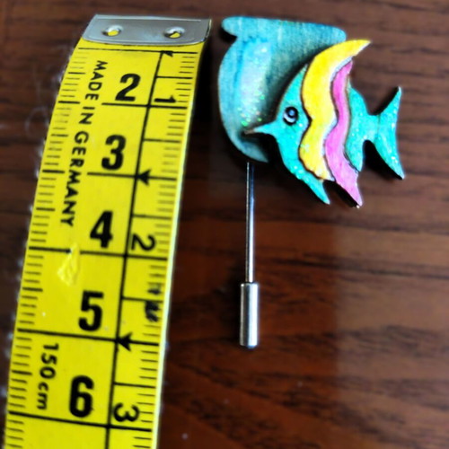 Wooden Fish Brooch like new, blue