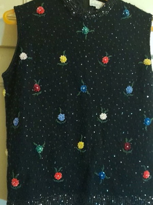 Vintage angora top with sequins and hand embroidery like new
