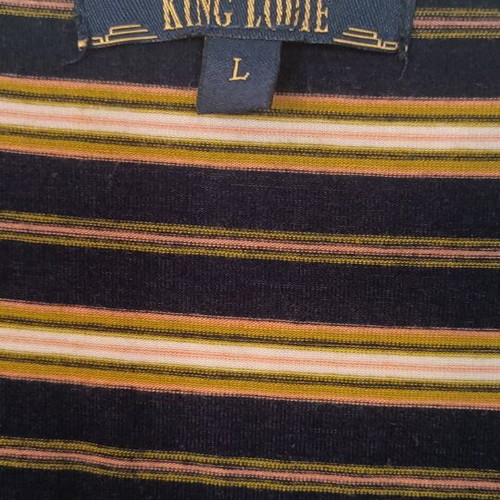 King Louie one-piece jumpsuit like new, striped blue with beige, size Large