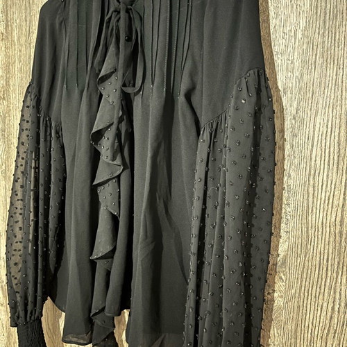 Zara black shirt like new with bow and ruffles