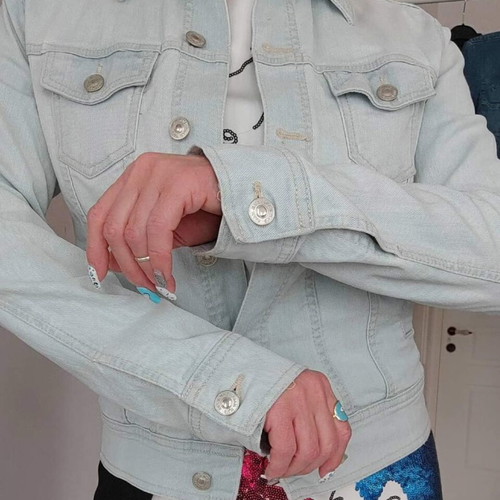 Vintage women's youth denim jacket Etam used, size S/M