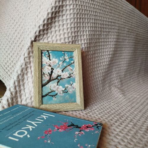 Almond Blossom Wall Decor with Wooden Frame 10x15 cm, new