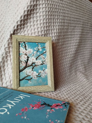 Almond Blossom Wall Decor with Wooden Frame 10x15 cm, new