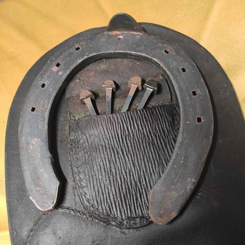 Leather Horseshoe Holder World War II used, Greek Army cavalry