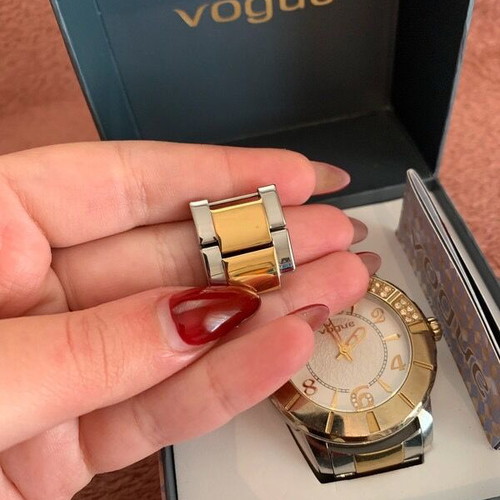 Vogue women's watch like new, two-tone gold and silver with rhinestones
