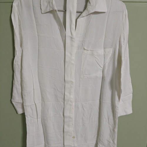 Bershka white long shirt tunic with belt, new