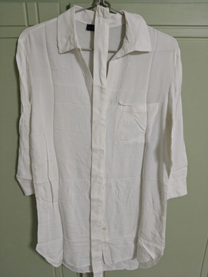 Bershka white long shirt tunic with belt, new