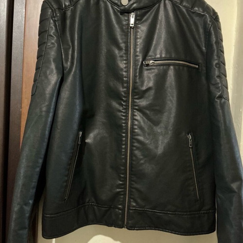 Biker jacket men synthetic leather Mavi like new, size L, black