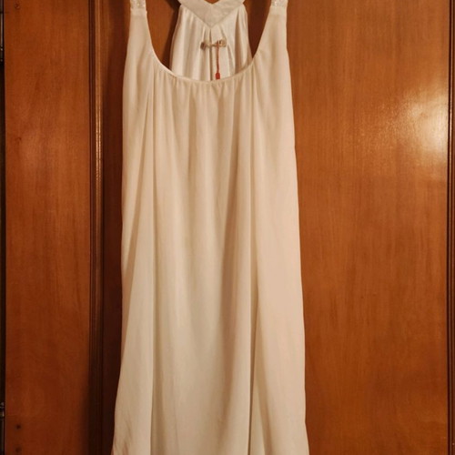 White dress used with embroidered beads, one size