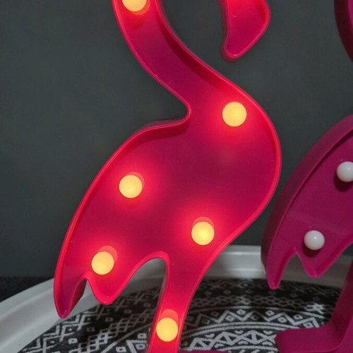 Set of 2 Flamingo LED lights, pink