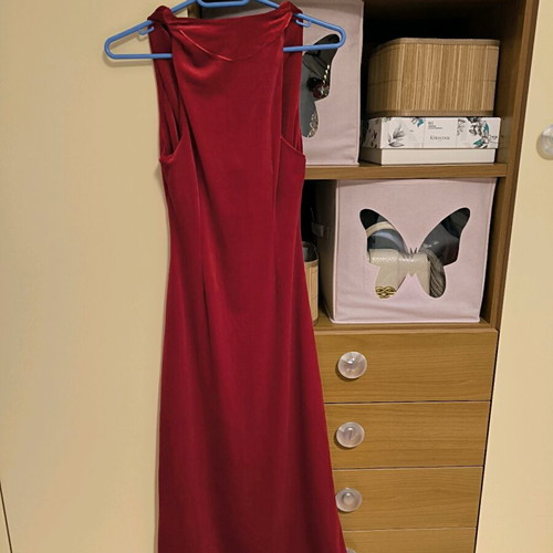 Zara velvet dress dark red XS new with tag