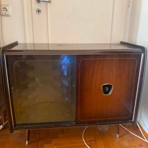 Vintage wooden furniture with built-in turntable used