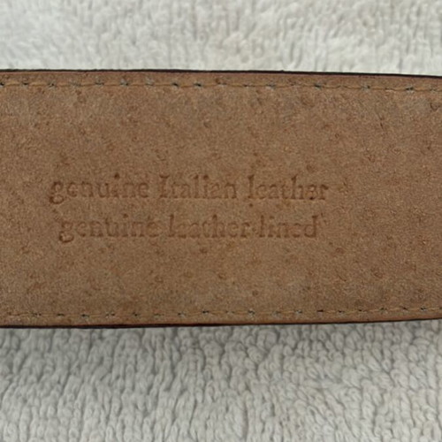 1996 Omega Sterling brown leather belt 95cm, western style, alligator print buckle