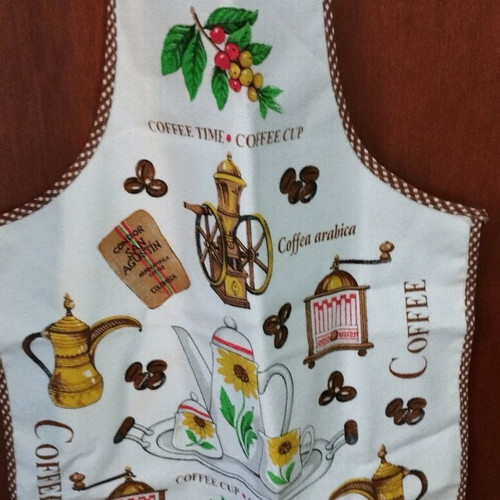 Cooking apron new with neck and coffee design