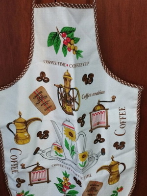 Cooking apron new with neck and coffee design
