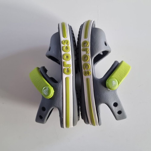 Crocs kids sandals like new, grey with lime straps, size C4