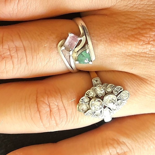 Silver ring 925 with fluorite gemstones, like new
