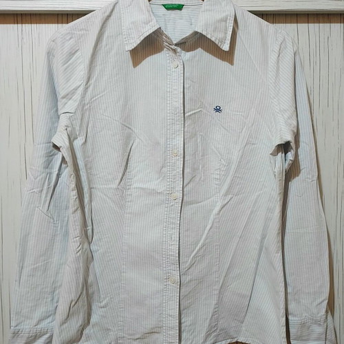 Benetton women's shirt used, size Medium, white, 100% cotton