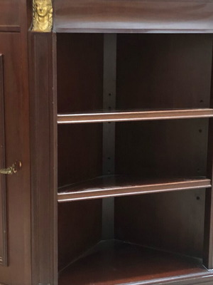 Solid walnut corner cabinet with brass details