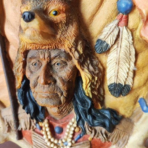 Vintage Native American Chief Bust Decorative Statue used