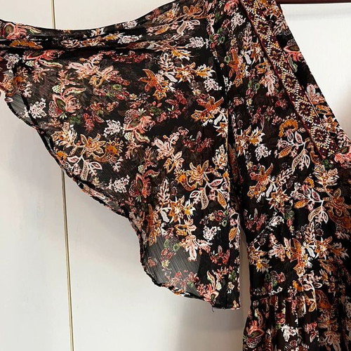 Zara Boho Flowy Maxi Dress like new, floral black multicolor