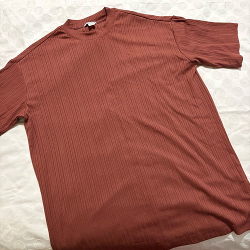 Short-sleeve blouse used, size S, brown and red