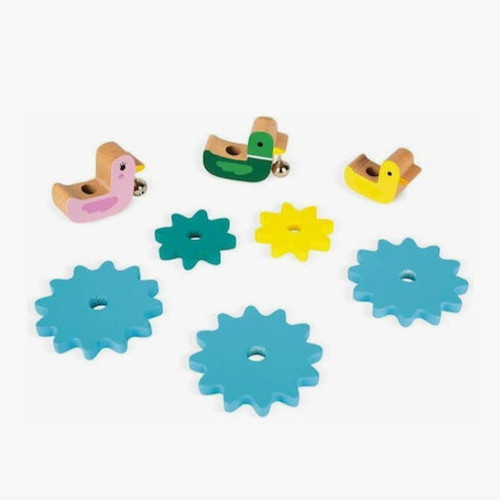 Janod gear toy new, wooden 25x25x25