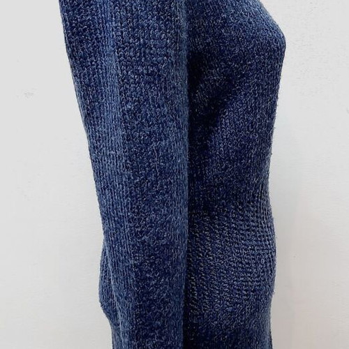 Vintage Hand-Knitted Dress Blue Wool Blend Size L 90 cm