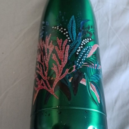 Thermos water bottle used with hand-painted design