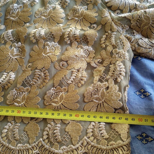Classic dress used, tailor made with lace, beige