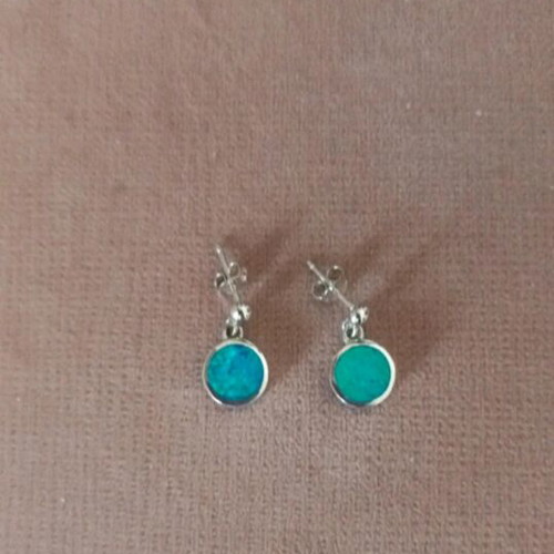 Stud earrings silver925 and opal like new, blue