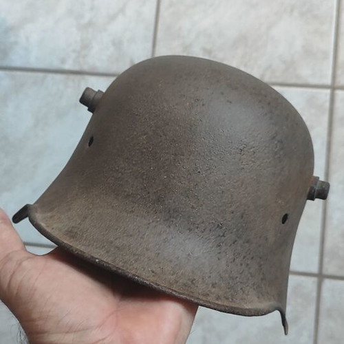 German WW1 helmet used with original paint remnants