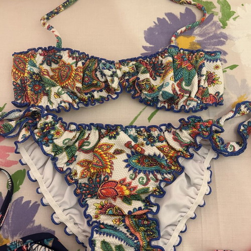 3 girls' bikinis for 9 years old with free straw hat