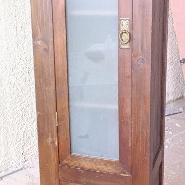 Wooden Display Cabinet vintage, used, solid wood with frosted glass