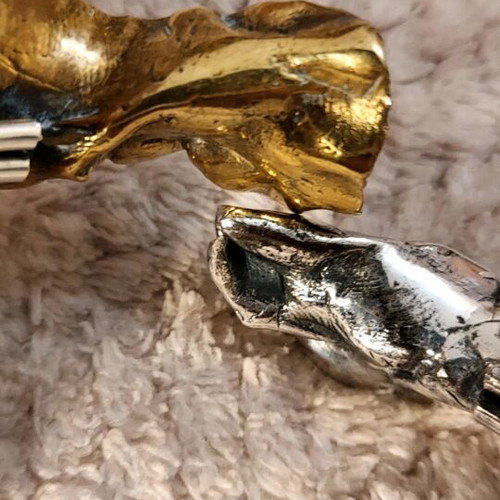 Silver handmade bracelet like new with gold-plated part