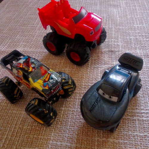 Set of 3 used authentic toy cars Blaze, Jackson Storm, Hot Wheels
