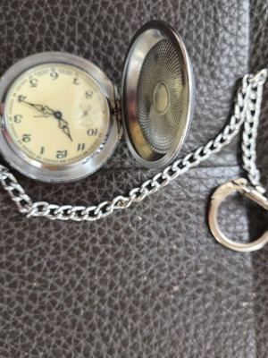 Molniya silver pocket watch made in USSR like new, mechanical