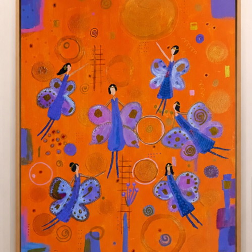 Butterflies acrylic painting 40x50 cm new