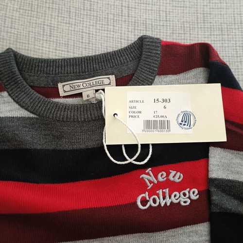 New College sweater for boys with shirt design, new, black and red