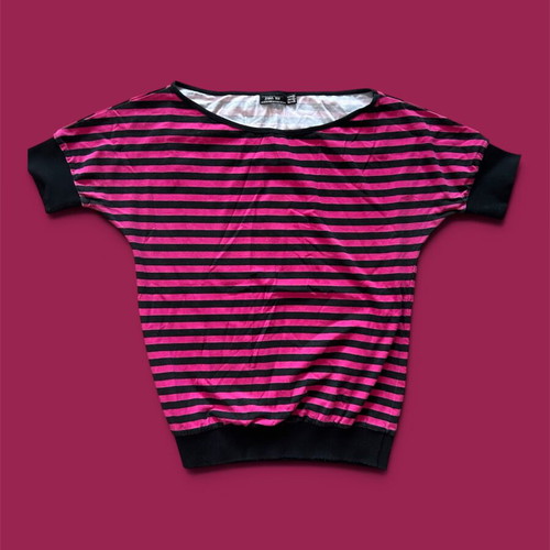 Zara Y2K striped top black and pink used, size S