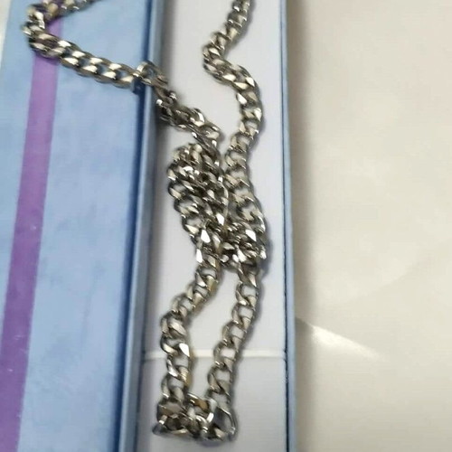 Steel chain 60 cm length, 5mm link width, new silver color