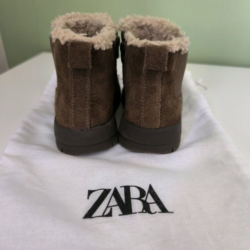 ZARA Leather Kids Boots Like New No. 24 Brown with Fur